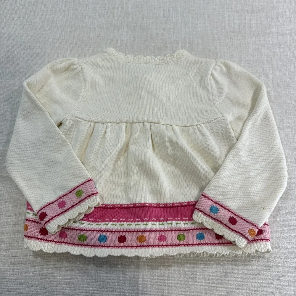 Gymboree Cardigan Sweater Girls 5T Ivory Pink Polka‎ Dot Knit Cottagecore